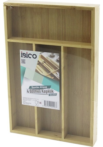 4 Bölmeli Ahşap Bambu Kaşıklık 24X33CM (4940)