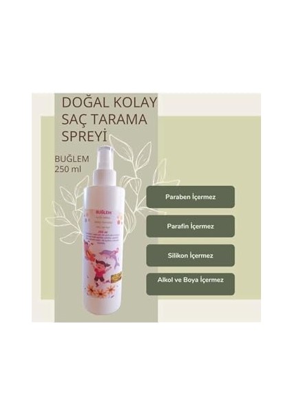 %100 Doğal 250 ml Kolay Tarama Saç Spreyi Çocuklar ve Yetişkin Için Sağlıklı Doğal Saçlar Badem Özü