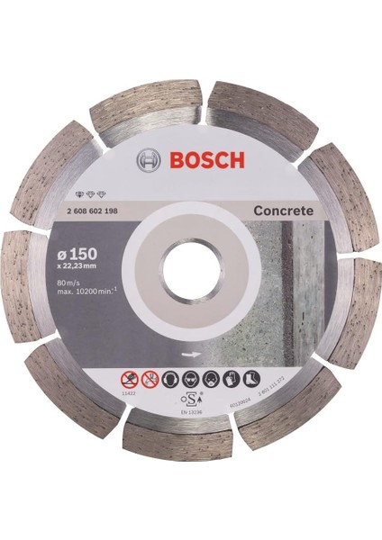 Professional Accessories Concrete Için Kesim Diski, 150 x 22,23 x 2 x 10 Mm, 1-Pack, 2608602198