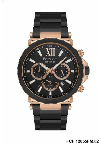 Erkek Kol Saati Bakır ve Siyah Renk, Siyah Kadran - Şık Metal Kordon, 2 Yıl Garantili