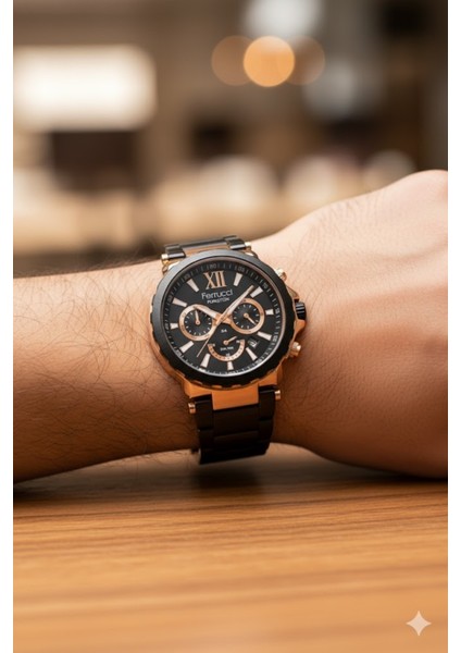 Erkek Kol Saati Bakır ve Siyah Renk, Siyah Kadran - Şık Metal Kordon, 2 Yıl Garantili modelleri