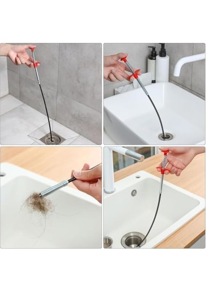 Orret Home Tıkanıklık Açma Makinesi – 90 cm Yaylı Kancalı Gider Borusu Temizleme Aparatı, Mutfak, Banyo, Duş ve Tuvalet Drenaj Tıkanıklığı Açıcı El Spiral Sustası (55 Cm) modelleri