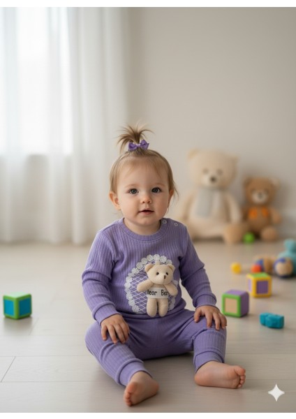 Sevimli Ayıcık Işlemeli Oyuncaklı Bebek Takımı Uzun Kolu Bebek Takım Bebek Giyim fiyatları