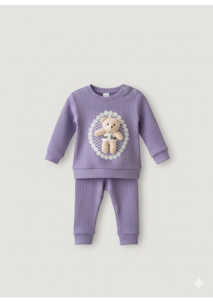 Sevimli Ayıcık Işlemeli Oyuncaklı Bebek Takımı Uzun Kolu Bebek Takım Bebek Giyim modelleri