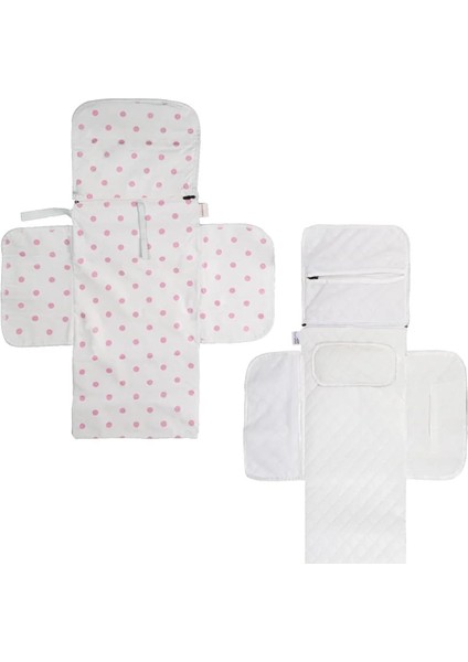 Baby'ness Çanta Boy Alt Değiştirme Bakım Seti, Sıvı Geçirmez, Leke Tutmaz, Puantiyeli, Pembe, 70X35CM modelleri