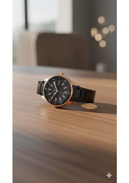 Erkek Kol Saati Bakır ve Siyah Renk, Siyah Kadran - Şık Metal Kordon, 2 Yıl Garantili fiyatları