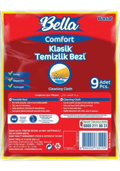 Banat Bella Comfort Klasik Temizlik Bezi 9'lu Paket
