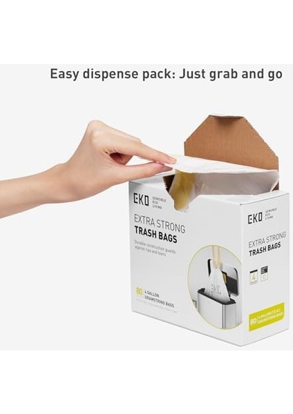 Eko Kolay Dağıtım Rulosu 80 Adet Ekstra Güçlü Ipli Küçük Çöp Torbası, 4 Galon Çöp Torbası (10-15L) 1 Paket Beyaz, Kod C fiyatları