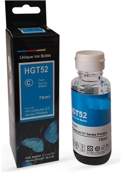 Hp Uyumlu GT52XL (M0H54AE) Mavi Mürekkep (70ML./SISE)