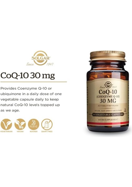 Solgar Coenzyme Q-10 30 Mg 60 Kapsül Antioksidan fiyatları