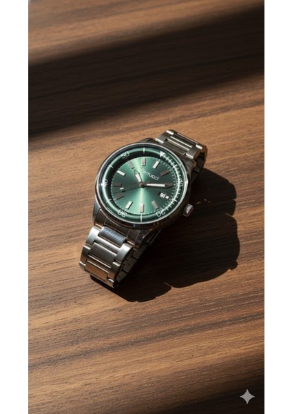 Erkek Kol Saati Gümüş Renk, Yeşil Kadran - Şık Metal Kordon, 2 Yıl Garantili fiyatları