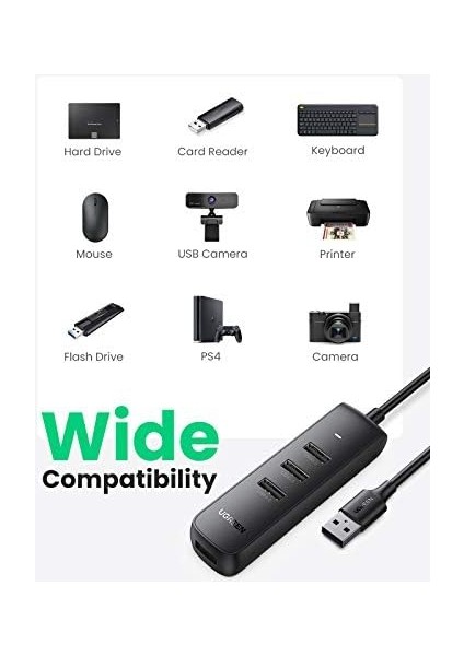 Ugreen USB Hub USB Splitter 3.0 Ultra Ince 4 Bağlantı Noktalı USB Adaptörü. fiyatları