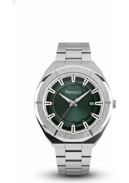 Erkek Kol Saati Gümüş Renk, Yeşil Kadran - Şık Metal Kordon, 2 Yıl Garantili