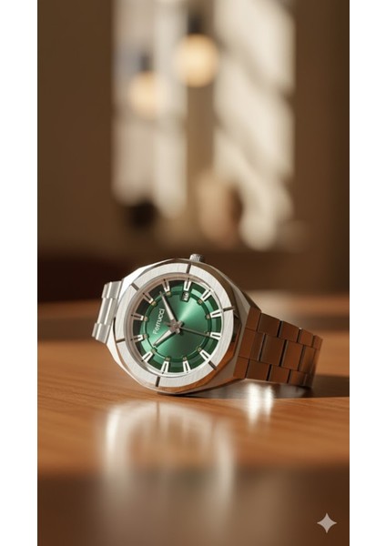 Erkek Kol Saati Gümüş Renk, Yeşil Kadran - Şık Metal Kordon, 2 Yıl Garantili fiyatları