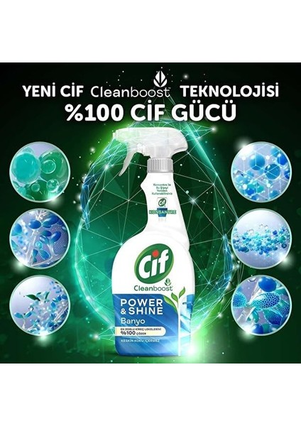 Cif Power & Shine Sprey Banyo Kireç Çözücü 750 ml + Cif Power & Shine Konsantre Banyo 70 ml fiyatları