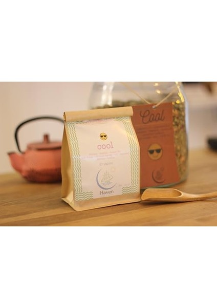 Cool 50 gr | Ahududu Yaprağı-Skullcap-Papatya-Isırgan Otu-Gül-Kuşburnu-Hibisküs-Vanilya | Haven Herbs & Blends Bitki Çayı modelleri