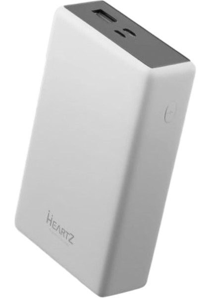 H002 20000 Mh Pd 30W ve USB 22.5W Fast Hızlı Şarj Dahili Type C ve Lightning Kablolu Dünya Standartlarına Uygun Polymer Batarya Birebir Amper Powerbank (Beyaz)