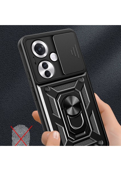 Oppo Reno 11F 5g Kılıf Magnetik Standlı Kamera Korumalı Sürgülü Kapak indirimleri