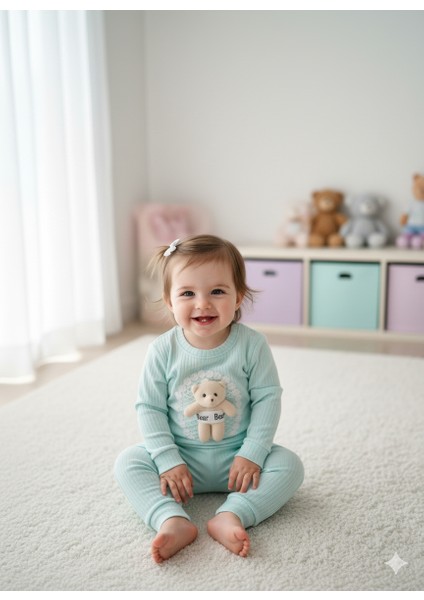 Sevimli Ayıcık Işlemeli Oyuncaklı Bebek Takımı Uzun Kolu Bebek Takım Bebek Giyim fiyatları