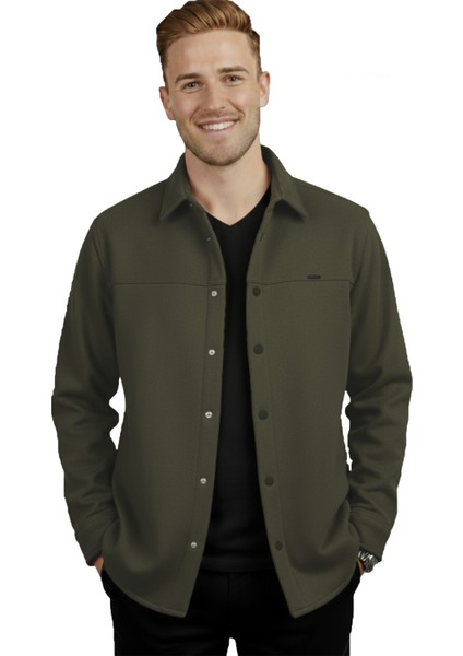 Erkek Haki Likralı Rahat Kalıp Cepsiz Kaşe Ceket – Çıt Çıtlı, Esnek Şık Model Ceket 0760 fiyatları