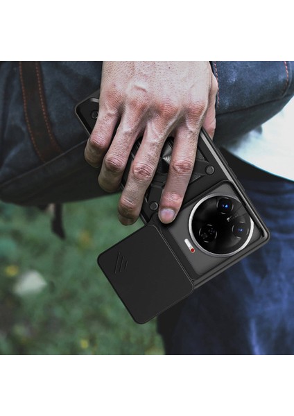 Tecno Camon 30 Pro 5g Kılıf Magnetik Standlı Kamera Korumalı Sürgülü Kapak