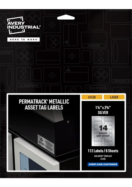 Metalik Varlık Etiketi Etiketleri, 1-1/4 x 2-3/4 Inç, Lazer Yazdırılabilir Etiketler, 112 Su Geçirmez Etiket (61528)