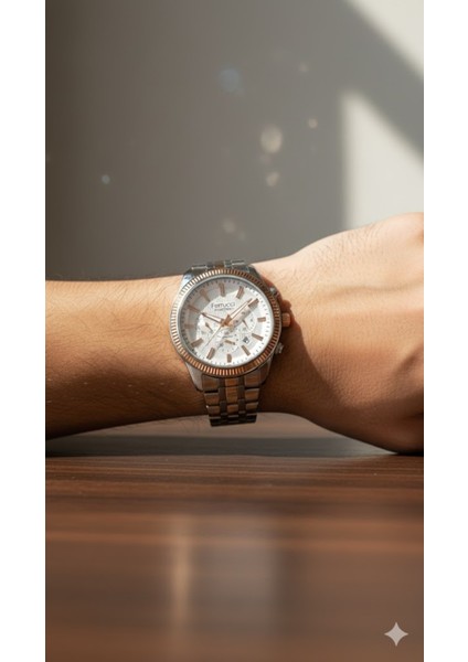 Erkek Kol Saati Altın ve Gümüş Renk, Metalik Kadran - Şık Metal Kordon, 2 Yıl Garantili modelleri