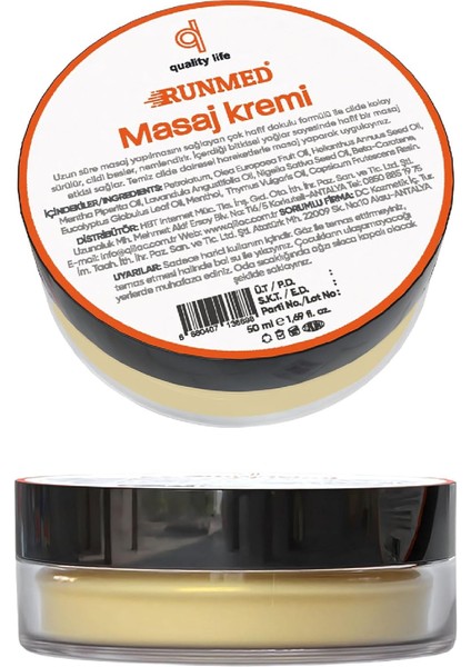 Runmed Yakan Masaj Kremi Balsam Eklem Kas Kıkırdak Bel Boyun Diz Kas Sporcu Bacak Bölgesi Jeli