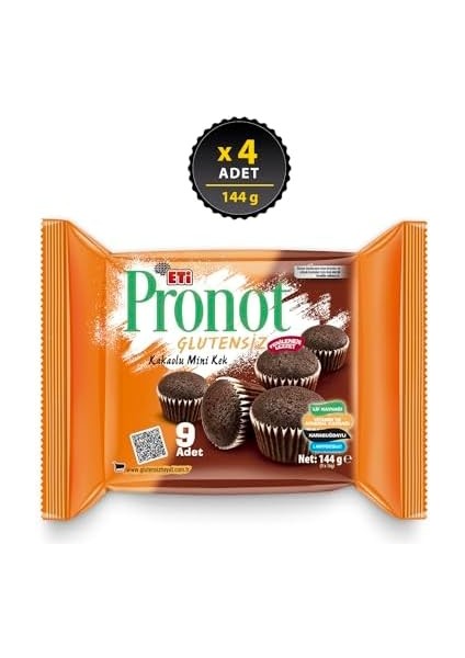 Eti Pronot Glutensiz Kakaolu Mini Kek 144 G x 4 Adet fiyatları