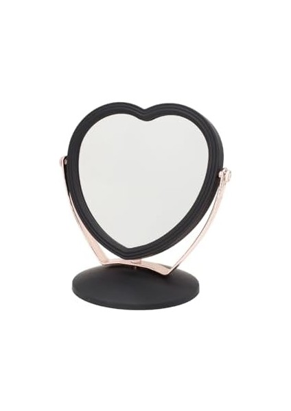 Efe Mark Süet Pvc Serisi 3x Büyüteçli Çift Taraflı Ayarlanabilir Eğimli Masa Üstü Makyaj Aynası 19X12 cm Kalp Desenli