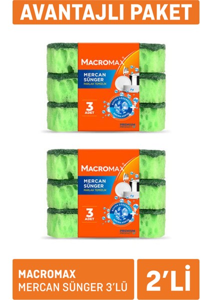 Mercan Sünger 2 x 3'lü 4 Adet