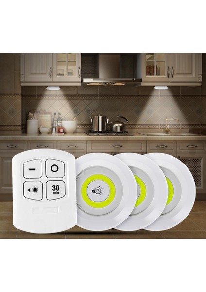Uzaktan Kumandalı Yapışkanlı Kablosuz Pilli LED 3’lü (4940)