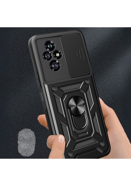 Honor 200 Kılıf Magnetik Standlı Kamera Korumalı Sürgülü Kapak