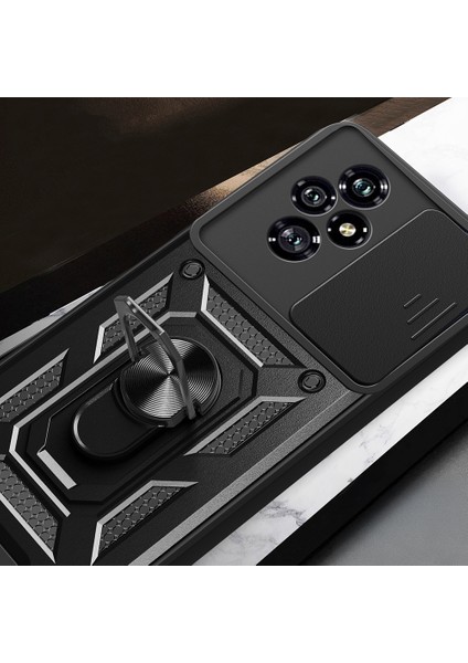 Honor 200 Kılıf Magnetik Standlı Kamera Korumalı Sürgülü Kapak