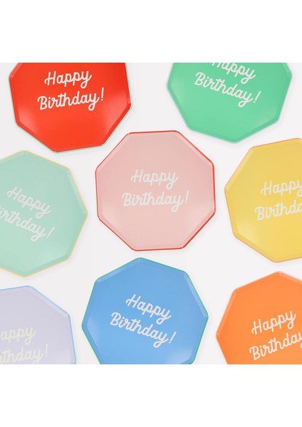 - Happy Birthday Tabaklar - L - 8 Adet