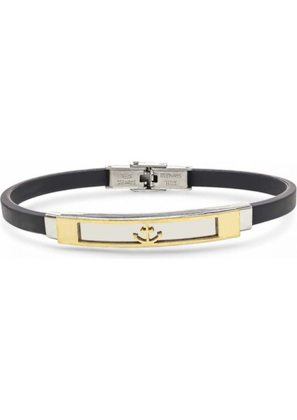 Erkek Çapa Figürlü Silikon Kordonlu Çelik Bileklik