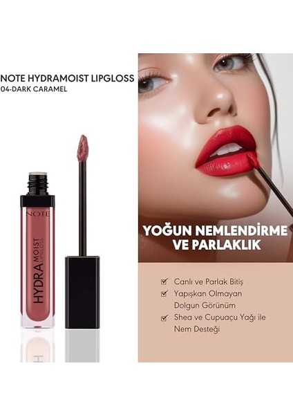 Note Hydramoist Lipgloss 04 Dark Caramel Nemlendirici Dudak Parlatıcısı, Mor