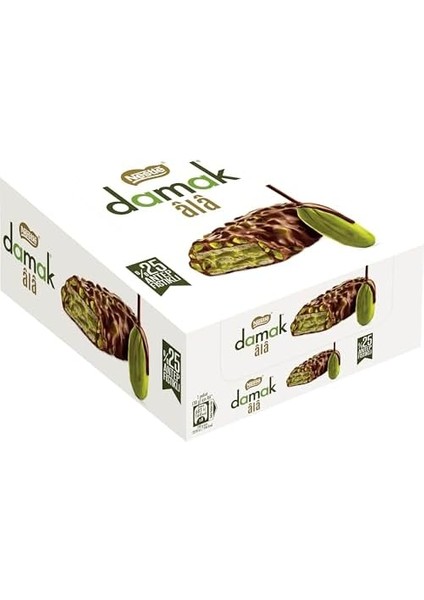 Nestlé Damak Ala Antep Fıstıklı Kremalı (%32.5), Antep Fıstıklı Sütlü Çikolata Kaplamalı Gofret 12 Adet x 30 G
