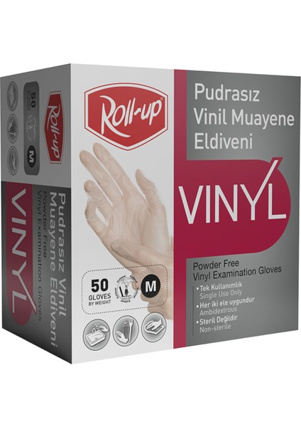 Vinil Muayene Eldiveni Pudrasız 50'li 3 Adet