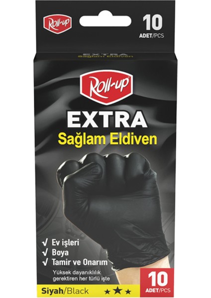 Nitril Eldiven Ekstra Kalın Siyah 10'lu 3 Adet