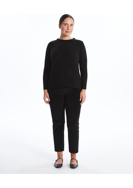 Yeni Sezon Bisiklet Yaka Kendinden Desenli Uzun Kollu Kadın Triko Kazak modelleri