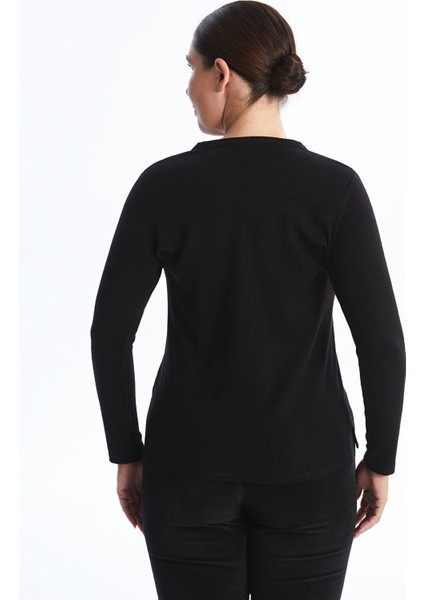 Yeni Sezon Bisiklet Yaka Kendinden Desenli Uzun Kollu Kadın Triko Kazak indirimleri