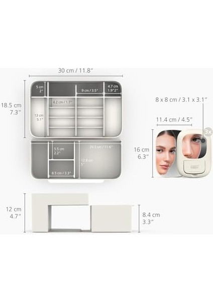 Joseph Joseph Viva Büyük Kozmetik Düzenleyici, Çıkarılabilir Aynalı, Shell Large Aynalı