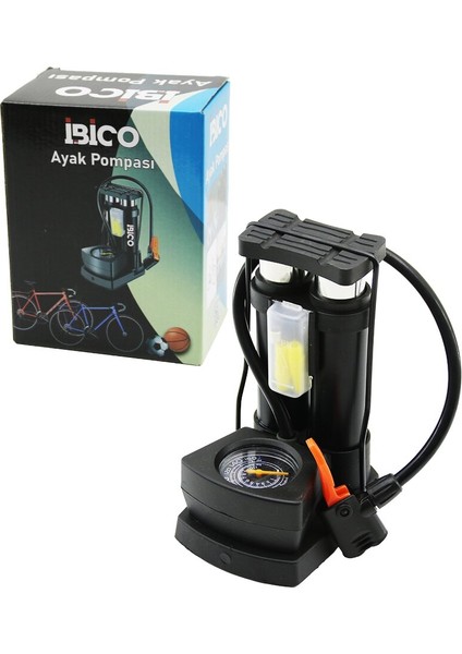 Saatli Dikey Model - Ince Pistonlu Ayak Pompası Oto-Araç - Bisiklet-Motor Lastik - Top - Ş�