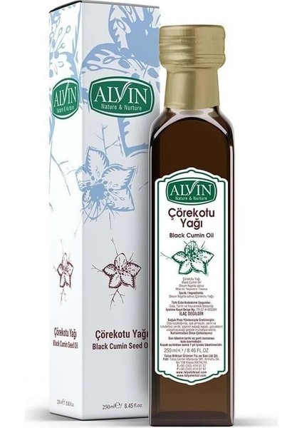Alvin Çörekotu Yağı, Soğuk Sıkım, Doğal, Yüksek Timokinon, 250 ml