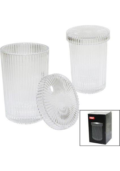 Çizgili - Cam Bardak Kapaklı - Pipetli - Origami Sitilkahve - Sunum - Meşrubat (4940)