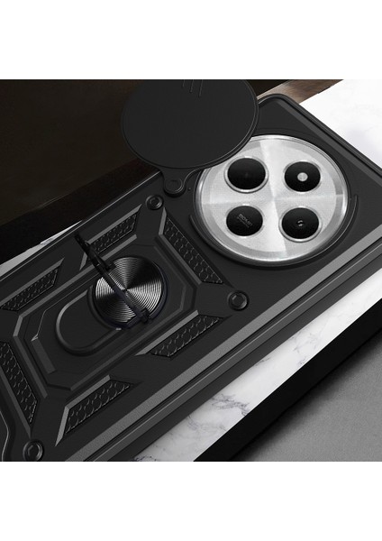 Xiaomi Redmi 14C 4g Kılıf Magnetik Standlı Kamera Korumalı Sürgülü Kapak