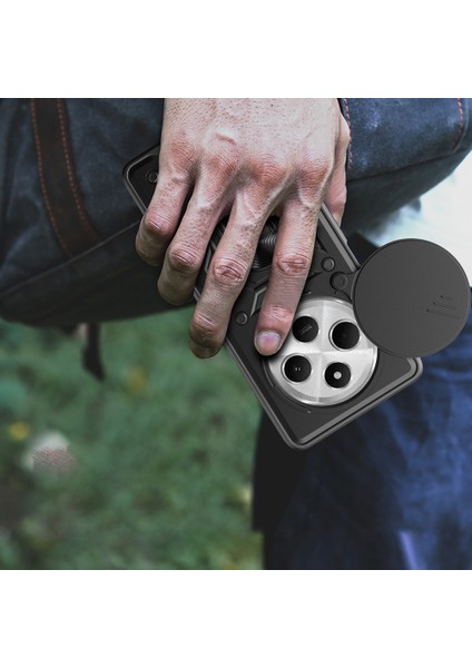 Xiaomi Redmi 14C 4g Kılıf Magnetik Standlı Kamera Korumalı Sürgülü Kapak