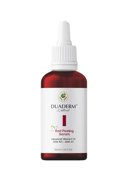 Duaderm Kırmızı Peeling Serum, Aha%10 + Bha%2 + E Vitamini%1, Akne Karşıtı ve Onarıcı, 30 ml