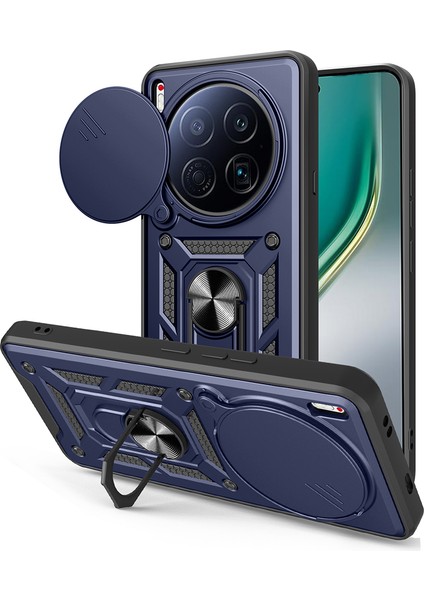 Tecno Camon 40 Premier 5g Kılıf Magnetik Standlı Kamera Korumalı Sürgülü Kapak